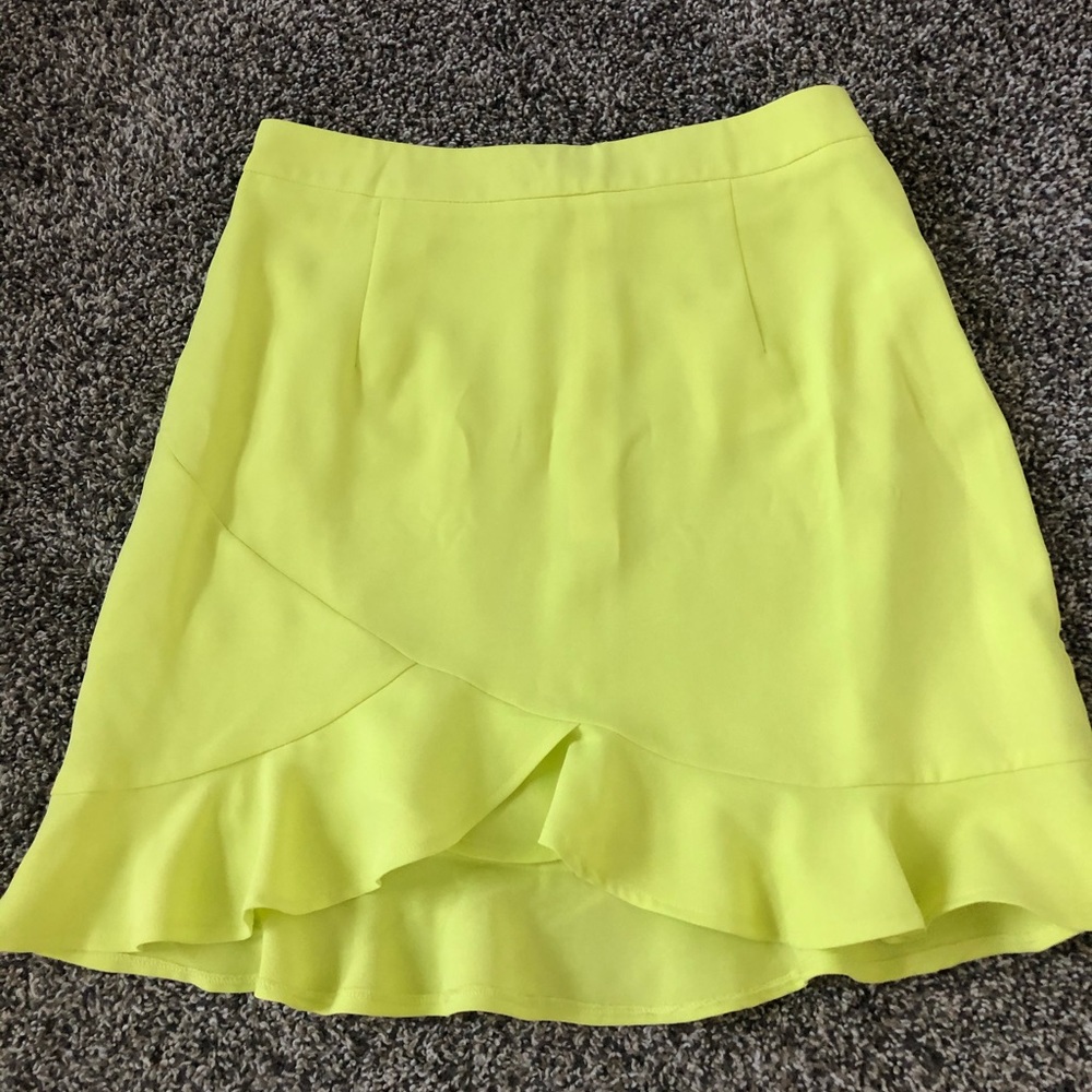Neon yellow ruffle mini skirt